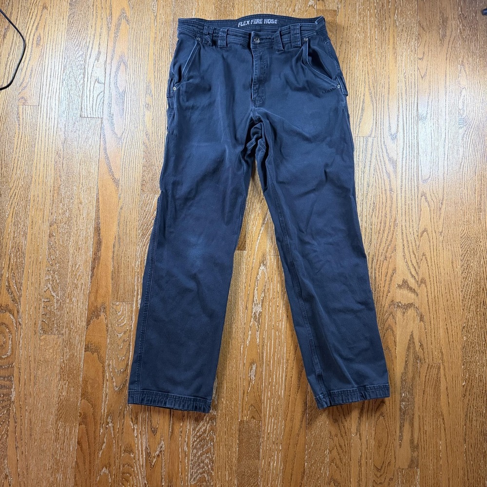 Duluth Trading Pants Mens 36x34 Blue Flex Fire Hose Carpenter Canvas Workwear